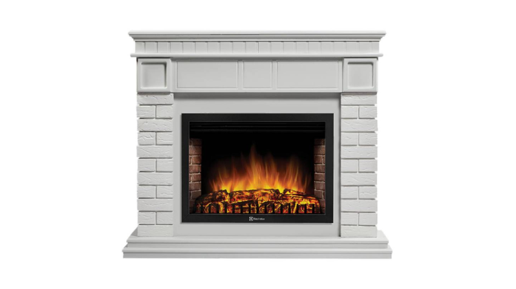 Портал Firelight Bricks 30U (угловой) камень белый, белая эмаль